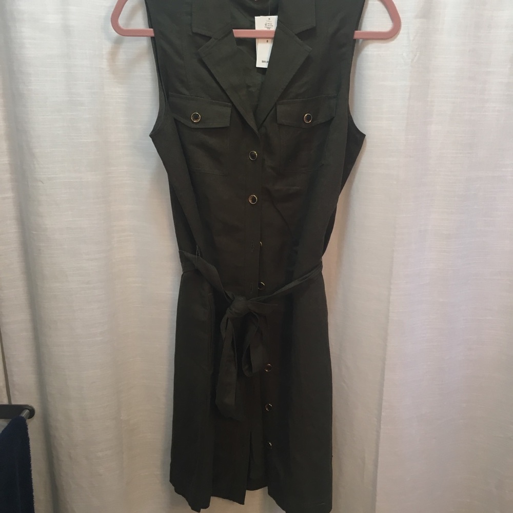 Olive Linen shirt dress - NWT